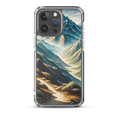 Berglandschaft: Acrylgemälde mit hervorgehobenem Pfad - iPhone Schutzhülle (durchsichtig) berge xxx yyy zzz iPhone 15 Pro Max