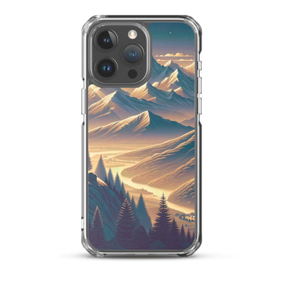 Alpen-Morgendämmerung, erste Sonnenstrahlen auf Schneegipfeln - iPhone Schutzhülle (durchsichtig) berge xxx yyy zzz iPhone 15 Pro Max