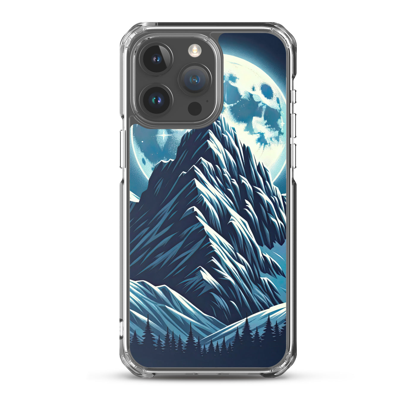 Mondnacht und Gipfelkreuz in den Alpen, glitzernde Schneegipfel - iPhone Schutzhülle (durchsichtig) berge xxx yyy zzz iPhone 15 Pro Max