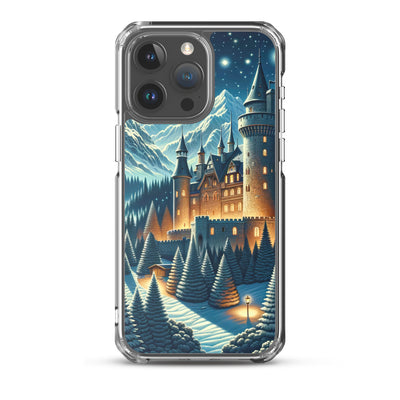 Mondhelle Schlossnacht in den Alpen, sternenklarer Himmel - iPhone Schutzhülle (durchsichtig) berge xxx yyy zzz iPhone 15 Pro Max