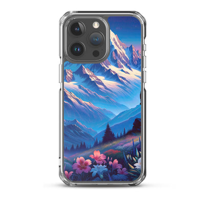 Steinbock bei Dämmerung in den Alpen, sonnengeküsste Schneegipfel - iPhone Schutzhülle (durchsichtig) berge xxx yyy zzz iPhone 15 Pro Max