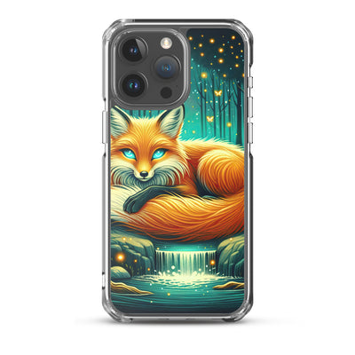 Bezaubernder Fuchs auf erleuchteter mystischer Waldlichtung - iPhone Schutzhülle (durchsichtig) camping xxx yyy zzz iPhone 15 Pro Max