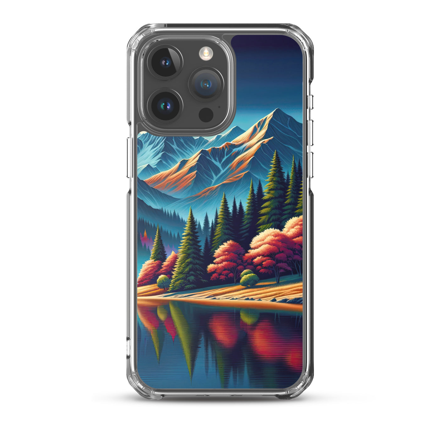Ruhiger Herbstabend in den Alpen, grün-rote Berge - iPhone Schutzhülle (durchsichtig) berge xxx yyy zzz iPhone 15 Pro Max