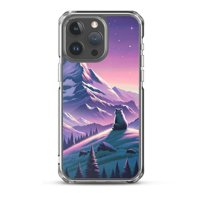 Bezaubernder Alpenabend mit Bär, lavendel-rosafarbener Himmel (AN) - iPhone Schutzhülle (durchsichtig) xxx yyy zzz iPhone 15 Pro Max