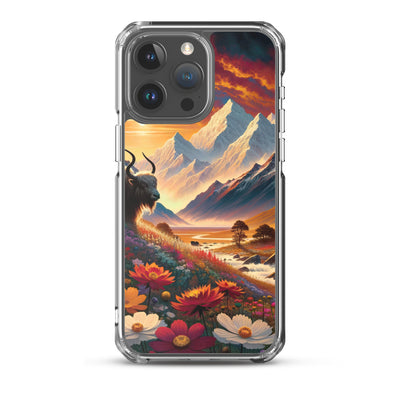 Magischer Alpenabend mit Hochlandkuh und goldener Sonnenkulisse - iPhone Schutzhülle (durchsichtig) berge xxx yyy zzz iPhone 15 Pro Max