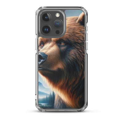Ölgemälde, das das Gesicht eines starken realistischen Bären einfängt. Porträt - iPhone Schutzhülle (durchsichtig) camping xxx yyy zzz iPhone 15 Pro Max
