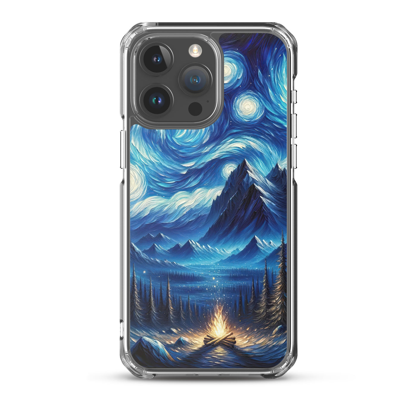 Sternennacht-Stil Ölgemälde der Alpen, himmlische Wirbelmuster - iPhone Schutzhülle (durchsichtig) berge xxx yyy zzz iPhone 15 Pro Max