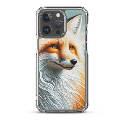 Ölgemälde eines anmutigen, intelligent blickenden Fuchses in Orange-Weiß - iPhone Schutzhülle (durchsichtig) camping xxx yyy zzz iPhone 15 Pro Max