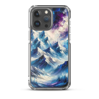 Alpenabstraktion mit dramatischem Himmel in Öl - iPhone Schutzhülle (durchsichtig) berge xxx yyy zzz iPhone 15 Pro Max