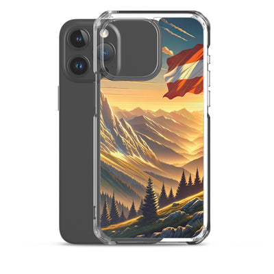 Ruhiger Alpenabend mit österreichischer Flagge und goldenem Sonnenuntergang - iPhone Schutzhülle (durchsichtig) berge xxx yyy zzz