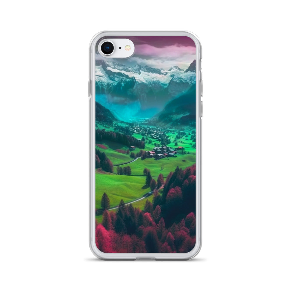 Berglandschaft und Dorf - Fotorealistische Malerei - iPhone Schutzhülle (durchsichtig) berge xxx iPhone 7 8