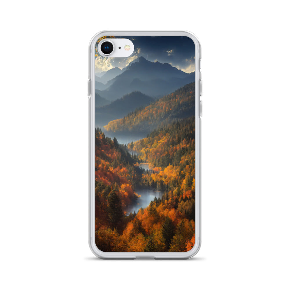 Berge, Wald und Nebel - Malerei - iPhone Schutzhülle (durchsichtig) berge xxx iPhone 7 8