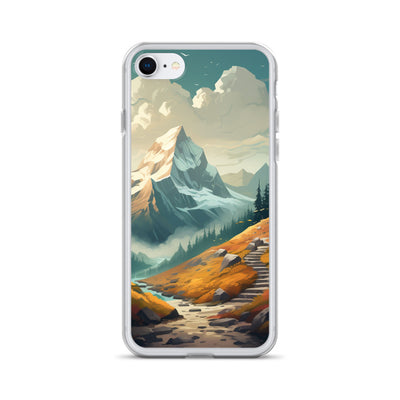 Berge, Wald und Wanderweg - Malerei - iPhone Schutzhülle (durchsichtig) berge xxx iPhone 7/8