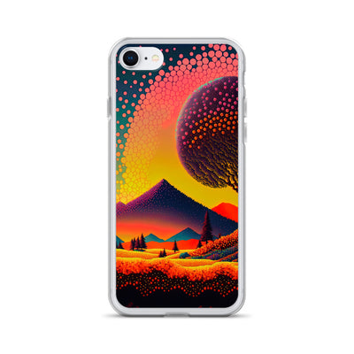 Berge und warme Farben - Punktkunst - iPhone Schutzhülle (durchsichtig) berge xxx iPhone 7/8