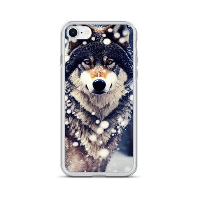 Wolf im Schnee - Episches Foto - iPhone Schutzhülle (durchsichtig) camping xxx iPhone 7/8