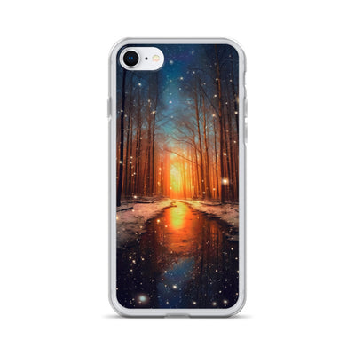 Bäume im Winter, Schnee, Sonnenaufgang und Fluss - iPhone Schutzhülle (durchsichtig) camping xxx iPhone 7/8