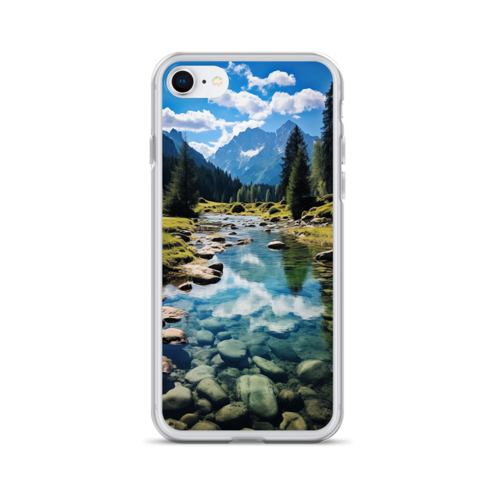 Österreichische Alpen und steiniger Bach - iPhone Schutzhülle (durchsichtig) berge xxx iPhone 7 8