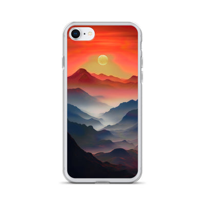 Sonnteruntergang, Gebirge und Nebel - Landschaftsmalerei - iPhone Schutzhülle (durchsichtig) berge xxx iPhone 7 8