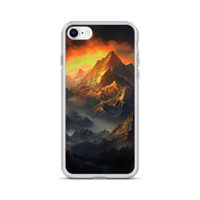 Wunderschöne Himalaya Gebirge im Nebel und Sonnenuntergang - Malerei - iPhone Schutzhülle (durchsichtig) berge xxx iPhone 7 8