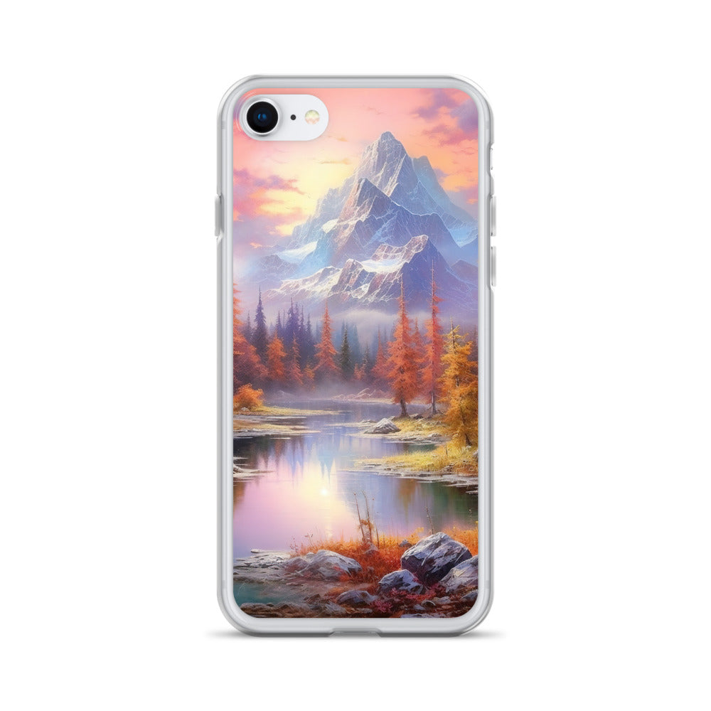 Landschaftsmalerei - Berge, Bäume, Bergsee und Herbstfarben - iPhone Schutzhülle (durchsichtig) berge xxx iPhone 7 8