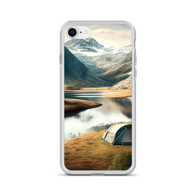Zelt, Berge und Bergsee - iPhone Schutzhülle (durchsichtig) camping xxx iPhone 7/8