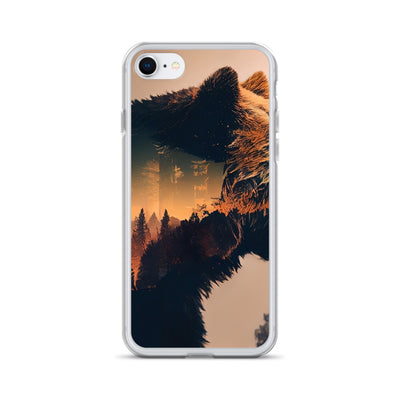 Bär und Bäume Illustration - iPhone Schutzhülle (durchsichtig) camping xxx iPhone 7/8