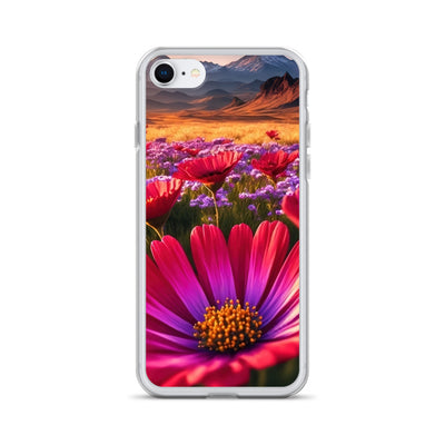 Wünderschöne Blumen und Berge im Hintergrund - iPhone Schutzhülle (durchsichtig) berge xxx iPhone 7/8