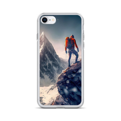 Bergsteiger auf Berg - Epische Malerei - iPhone Schutzhülle (durchsichtig) klettern xxx iPhone 7/8