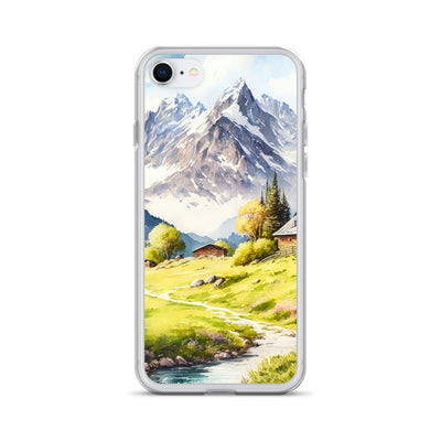 Epische Berge und Berghütte - Landschaftsmalerei - iPhone Schutzhülle (durchsichtig) berge xxx iPhone 7/8