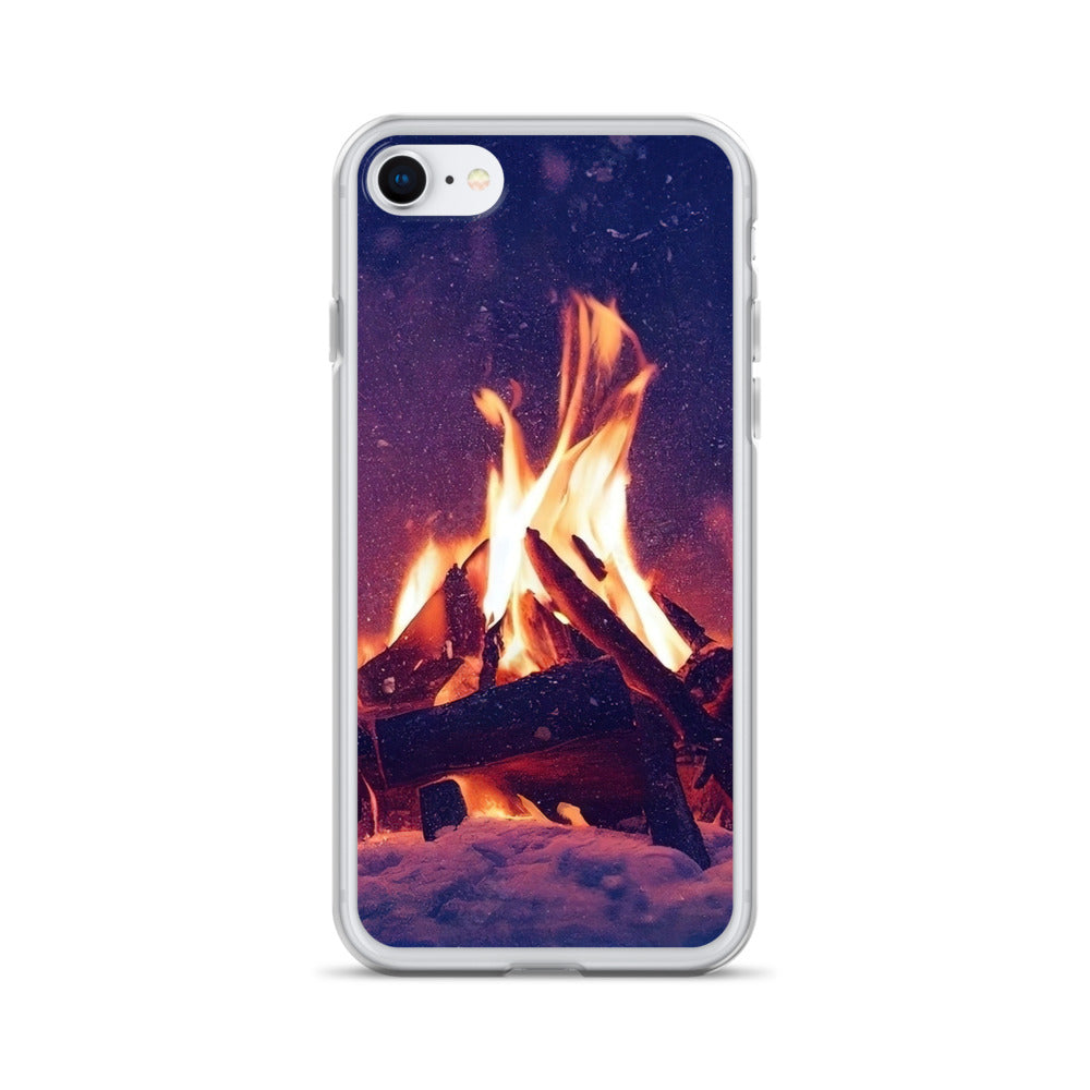 Lagerfeuer im Winter - Campingtrip Foto - iPhone Schutzhülle (durchsichtig) camping xxx iPhone 7 8