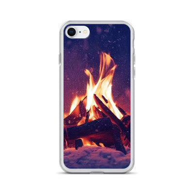Lagerfeuer im Winter - Campingtrip Foto - iPhone Schutzhülle (durchsichtig) camping xxx iPhone 7/8