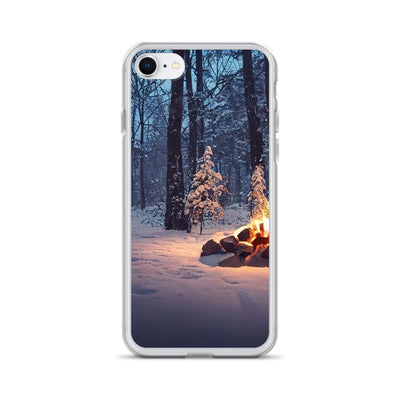 Lagerfeuer im Winter - Camping Foto - iPhone Schutzhülle (durchsichtig) camping xxx iPhone 7/8