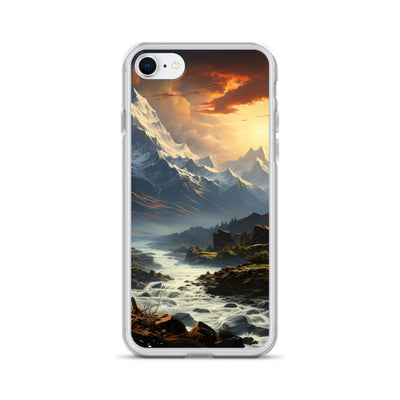 Berge, Sonne, steiniger Bach und Wolken - Epische Stimmung - iPhone Schutzhülle (durchsichtig) berge xxx iPhone 7 8