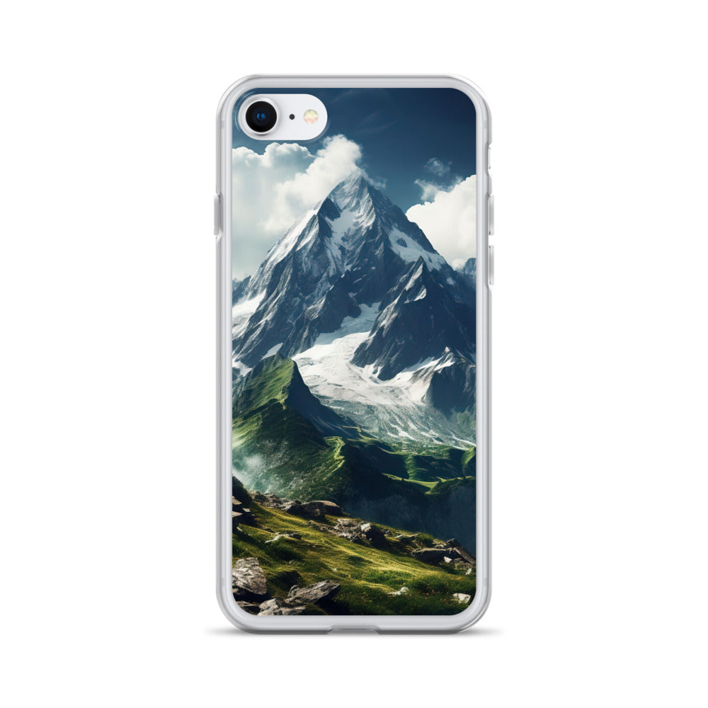Gigantischer Berg - Landschaftsmalerei - iPhone Schutzhülle (durchsichtig) berge xxx iPhone 7/8