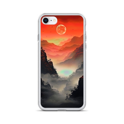 Gebirge, rote Farben und Nebel - Episches Kunstwerk - iPhone Schutzhülle (durchsichtig) berge xxx iPhone 7/8