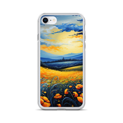 Berglandschaft mit schönen gelben Blumen - Landschaftsmalerei - iPhone Schutzhülle (durchsichtig) berge xxx iPhone 7/8