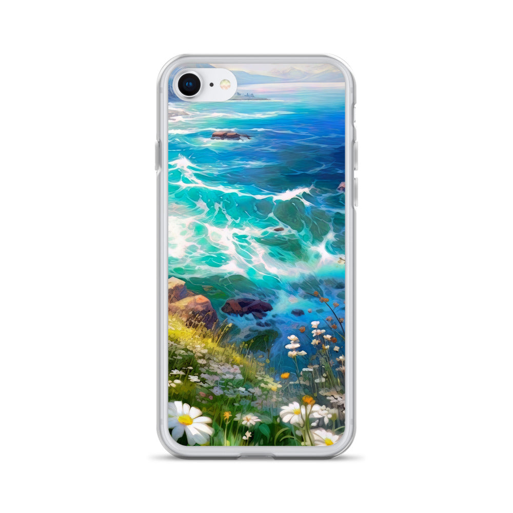 Berge, Blumen, Fluss und Steine - Malerei - iPhone Schutzhülle (durchsichtig) camping xxx iPhone 7 8