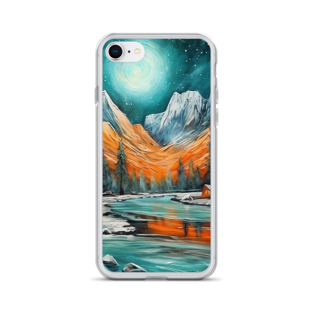 Berglandschaft und Zelte - Nachtstimmung - Landschaftsmalerei - iPhone Schutzhülle (durchsichtig) camping xxx iPhone 7 8