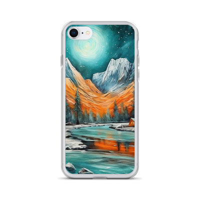 Berglandschaft und Zelte - Nachtstimmung - Landschaftsmalerei - iPhone Schutzhülle (durchsichtig) camping xxx iPhone 7/8