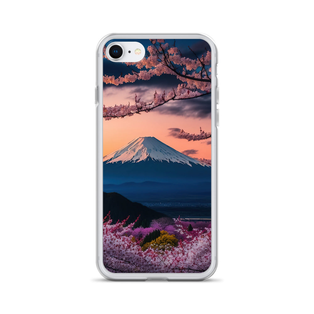 Berg - Pinke Bäume und Blumen - iPhone Schutzhülle (durchsichtig) berge xxx iPhone 7 8