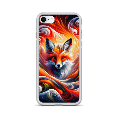 Abstraktes Kunstwerk, das den Geist der Alpen verkörpert. Leuchtender Fuchs in den Farben Orange, Rot, Weiß - iPhone Schutzhülle (durchsichtig) camping xxx yyy zzz iPhone 7/8