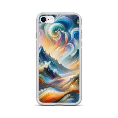 Ätherische schöne Alpen in lebendigen Farbwirbeln - Abstrakte Berge - iPhone Schutzhülle (durchsichtig) berge xxx yyy zzz iPhone 7/8