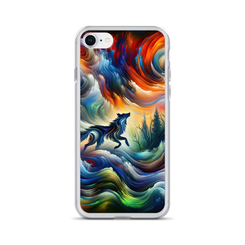 Alpen Abstraktgemälde mit Wolf Silhouette in lebhaften Farben (AN) - iPhone Schutzhülle (durchsichtig) xxx yyy zzz iPhone 7 8