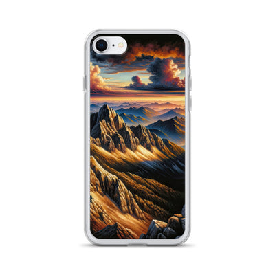 Alpen in Abenddämmerung: Acrylgemälde mit beleuchteten Berggipfeln - iPhone Schutzhülle (durchsichtig) berge xxx yyy zzz iPhone 7/8