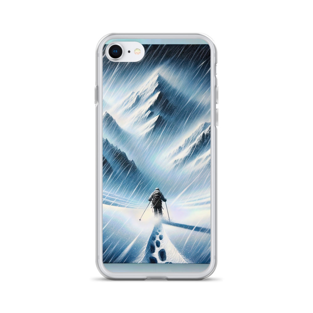 Wanderer und Bergsteiger im Schneesturm: Acrylgemälde der Alpen - iPhone Schutzhülle (durchsichtig) wandern xxx yyy zzz iPhone 7 8