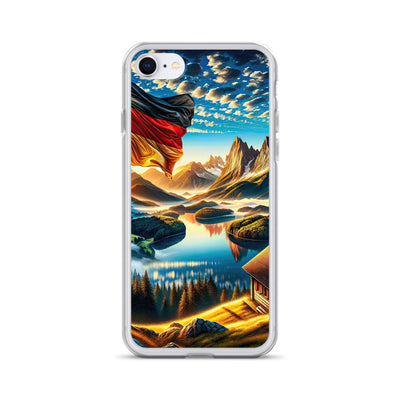 Alpen Gebirge im Morgenlicht: Kunstwerk mit Deutsche Flagge - iPhone Schutzhülle (durchsichtig) berge xxx yyy zzz iPhone 7/8
