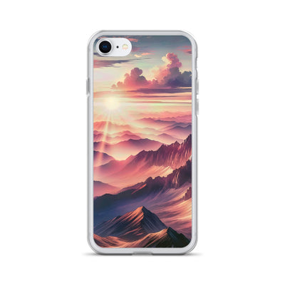 Schöne Berge bei Sonnenaufgang: Malerei in Pastelltönen - iPhone Schutzhülle (durchsichtig) berge xxx yyy zzz iPhone 7/8