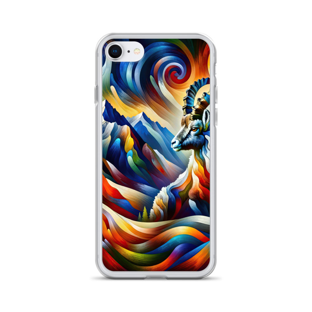 Alpiner Steinbock: Abstrakte Farbflut und lebendige Berge - iPhone Schutzhülle (durchsichtig) berge xxx yyy zzz iPhone 7/8