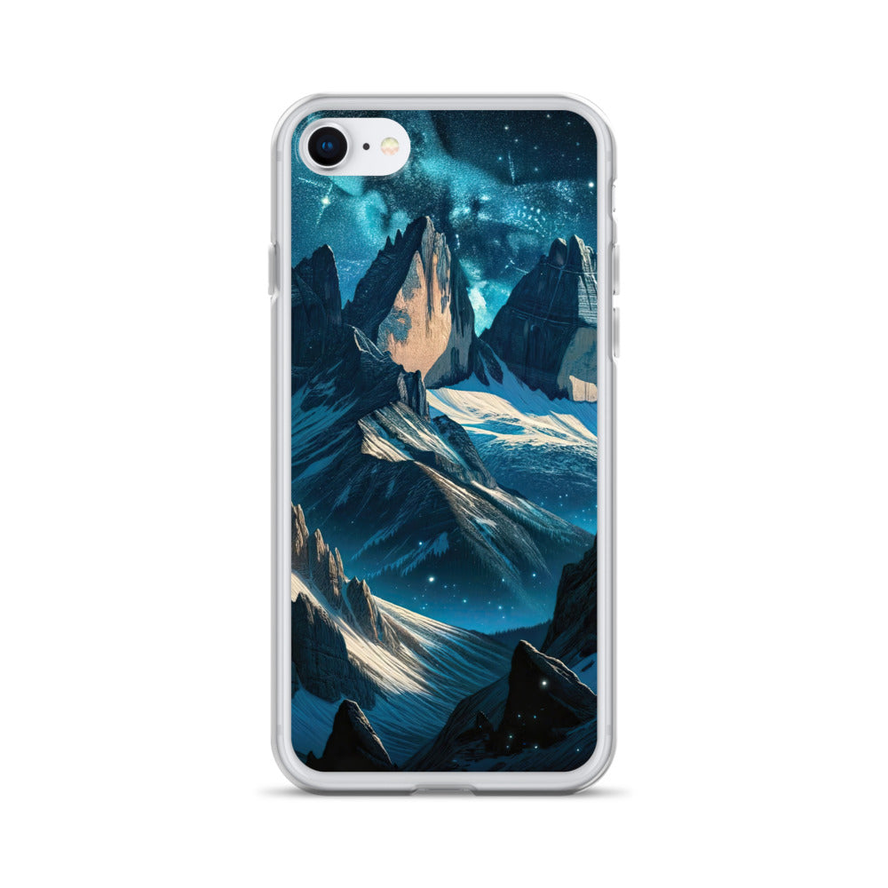 Fuchs in Alpennacht: Digitale Kunst der eisigen Berge im Mondlicht - iPhone Schutzhülle (durchsichtig) camping xxx yyy zzz iPhone 7 8