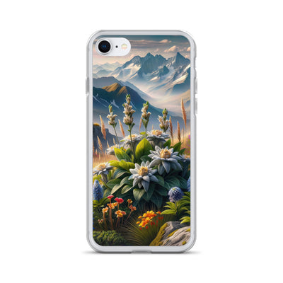 Alpine Flora: Digitales Kunstwerk mit lebendigen Blumen - iPhone Schutzhülle (durchsichtig) berge xxx yyy zzz iPhone 7/8